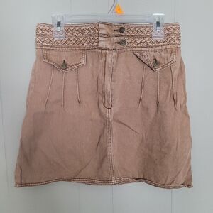 Free people Bailey Cream Denim Mini Skirt 8